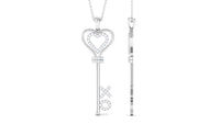 Certified Moissanite Double Heart Key Pendant with XO