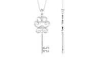 Moissanite Vintage Key Pendant Necklace with Certificate