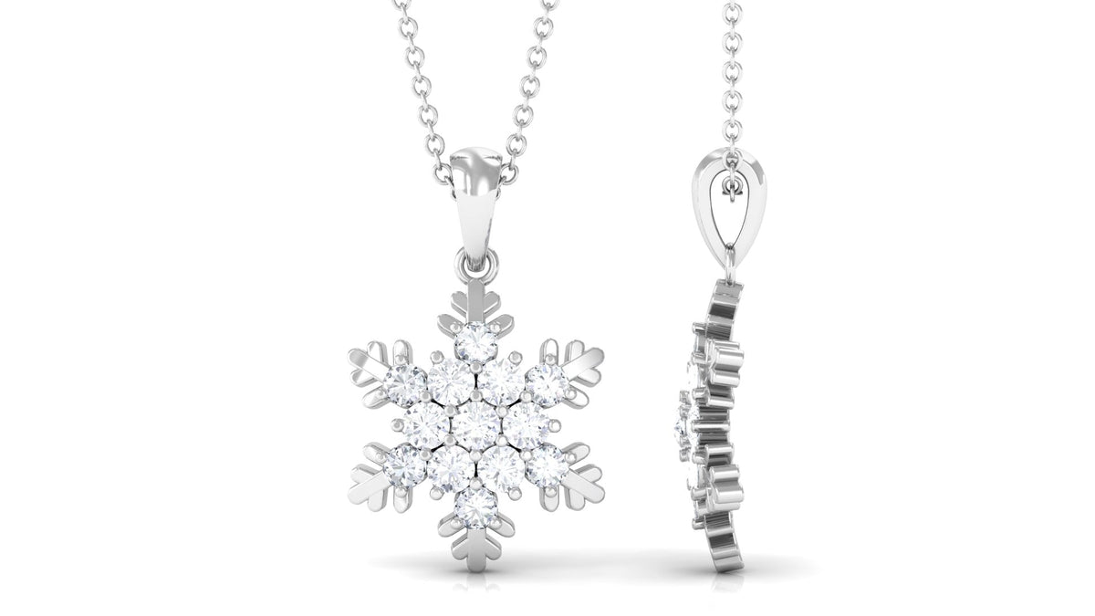 Certified Moissanite Snowflake Pendant Necklace