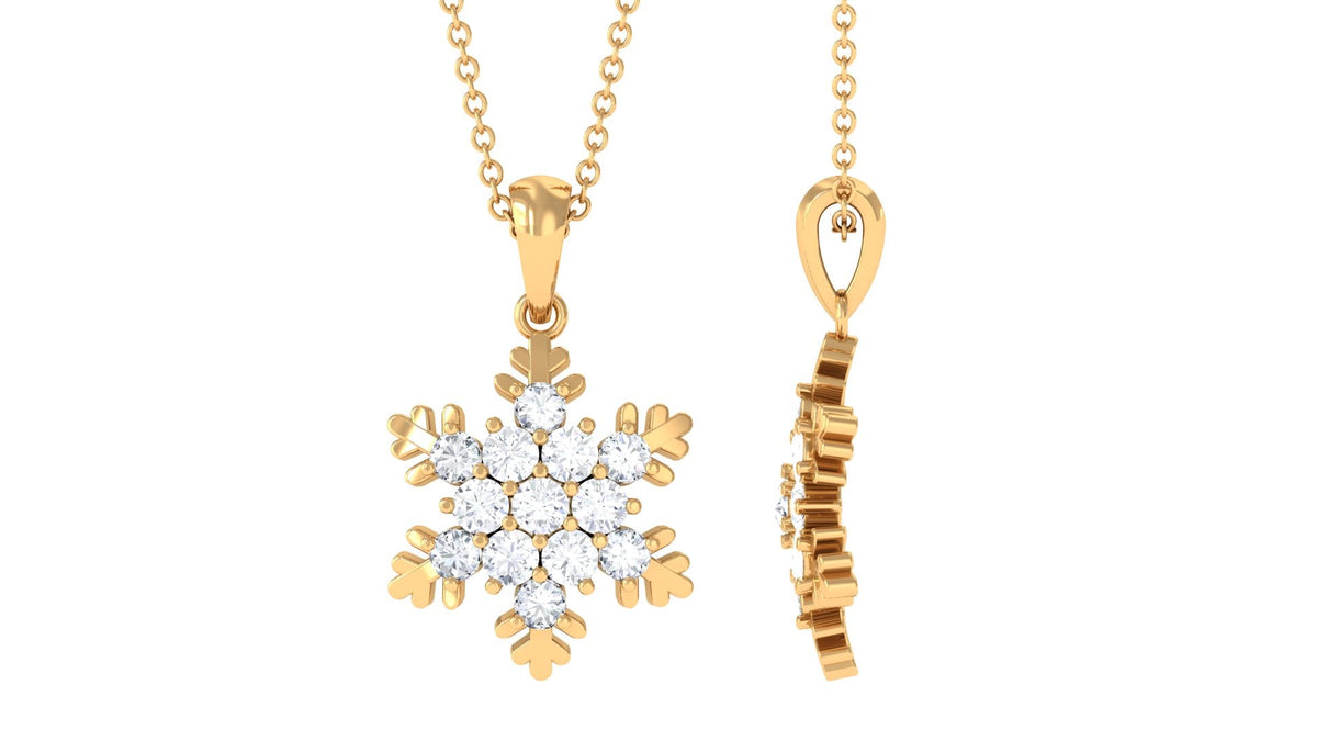 Certified Moissanite Snowflake Pendant Necklace