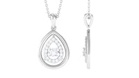 Certified Moissanite Teardrop Shape Necklace with Halo