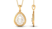 Certified Moissanite Teardrop Shape Necklace with Halo