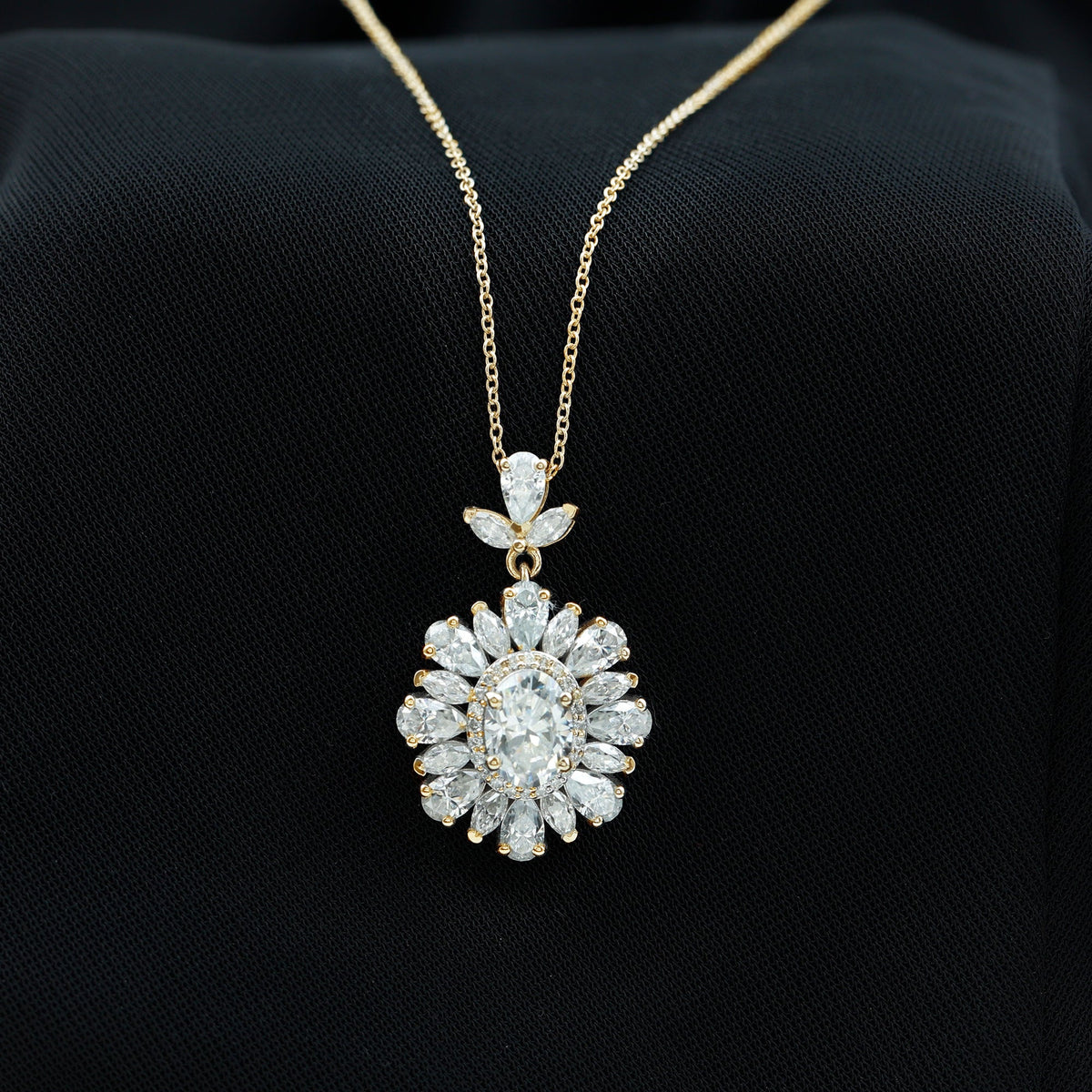 Certified Oval Moissanite Bridal Pendant Necklace