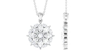 Round and Marquise Cut Moissanite Statement Flower Pendant