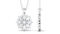 Round and Marquise Cut Moissanite Statement Flower Pendant