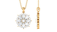 Round and Marquise Cut Moissanite Statement Flower Pendant