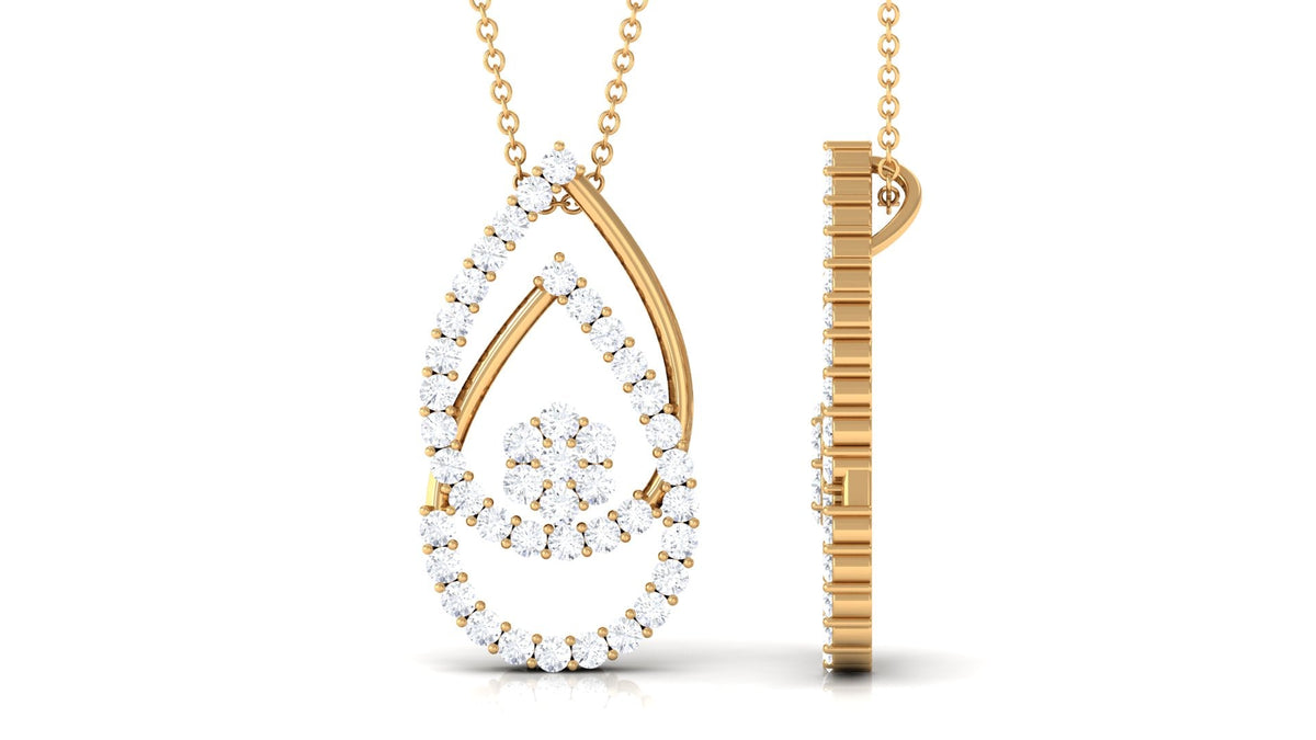 2.5 CT Moissanite Floral Teardrop Pendant in Prong Setting
