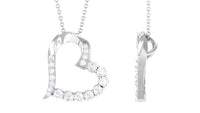 1 CT Round Cut Moissanite Heart Pendant in Prong Setting