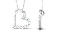 1 CT Round Cut Moissanite Heart Pendant in Prong Setting