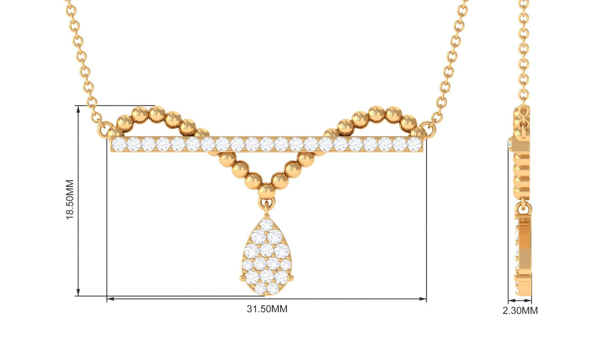 3/4 CT Designer Moissanite Bar Drop Necklace in Pave Setting