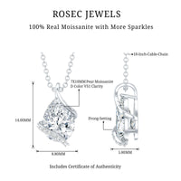 2 Carat Pear Shaped Moissanite Solitaire Pendant in Silver
