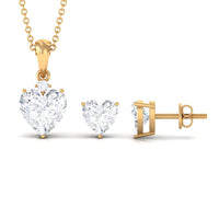 5 Carat Solitaire Moissanite Heart Pendant and Earrings Set