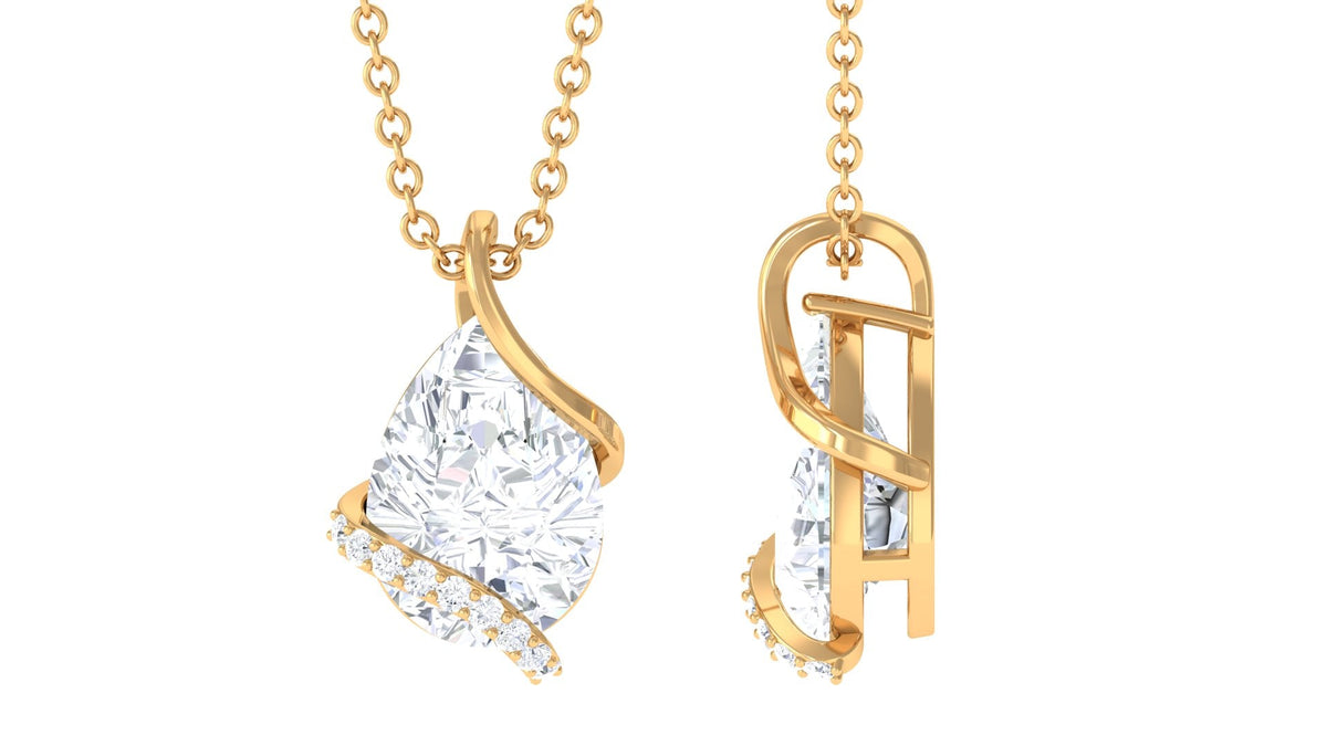 Pear Cut Cubic Zirconia Solitaire Teardrop Necklace