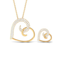 Modern Heart Necklace and Earrings Set with Certified Moissanite