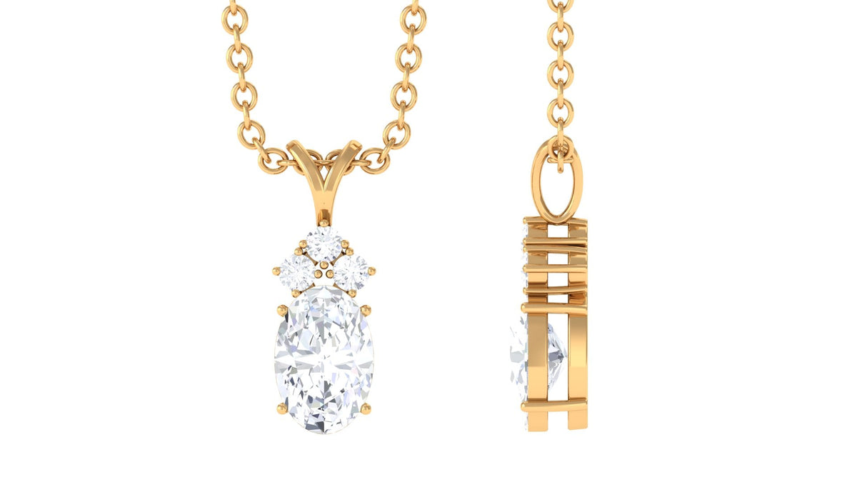 Certified 4X6 MM Cubic Zirconia Minimal Necklace