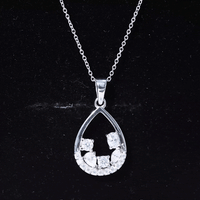 1 Carat Designer Moissanite Teardrop Pendant Necklace in Silver