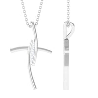 Contemporary Moissanite Religious Cross Pendant Necklace
