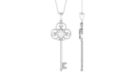 Princess Cut Moissanite Vintage Key Pendant Necklace