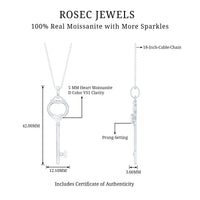 Certified Moissanite Key to My Heart Necklace for Women