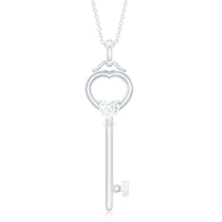 Certified Moissanite Key to My Heart Necklace for Women