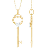 Certified Moissanite Key to My Heart Necklace for Women