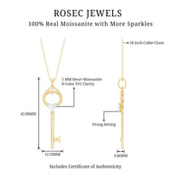 Certified Moissanite Key to My Heart Necklace for Women