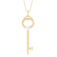 Certified Moissanite Key to My Heart Necklace for Women