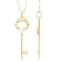 Certified Moissanite Key to My Heart Necklace for Women