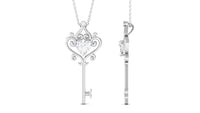 Vintage Inspired Heart Shape Moissanite Key Necklace for Women