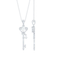 Vintage Moissanite Key Pendant for Women