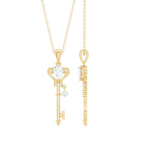Vintage Moissanite Key Pendant for Women