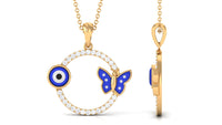 Certified Moissanite Eternity Evil Eye Necklace with Butterfly