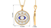 Moissanite and Evil Eye Disc Pendant Necklace