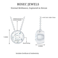 Bezel Set Cubic Zirconia Solitaire Necklace with Silver Chain