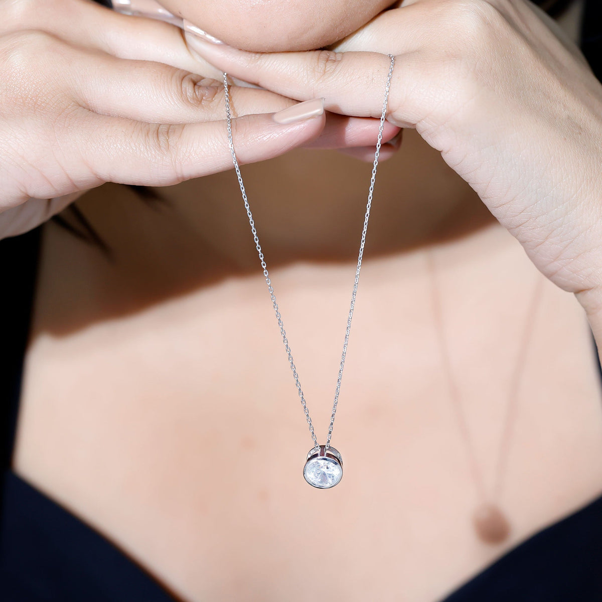 Round Cut 2 Carat Cubic Zirconia Solitaire Necklace