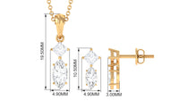 Certified Moissanite Two Stone Jewelry Set in Prong Setting