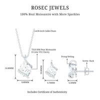 Pear and Round Shape Moissanite Teardrop Jewelry Set for Women