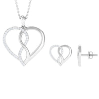 Moissanite Infinity Heart Pendant Earrings Set