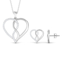 Moissanite Infinity Heart Pendant Earrings Set
