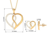 Moissanite Infinity Heart Pendant Earrings Set