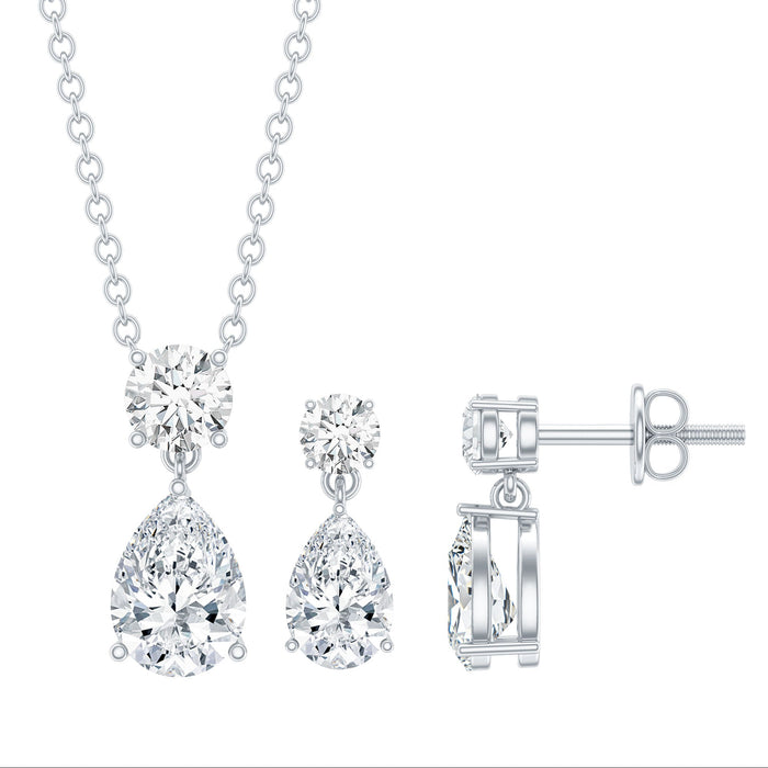 Rosec Jewels cubic zirconia drop pendant and earrings set featuring 3 carat sparkling stones, elegant jewelry for special occasions