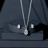Certified 3 Carat Cubic Zirconia Drop Necklace and Earrings Set