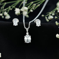 Certified 3 Carat Cubic Zirconia Drop Necklace and Earrings Set