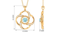 Modern Flower Pendant with Round Aquamarine and Diamond