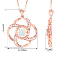 Natural Ethiopian Opal Floral Pendant Necklace with Diamond