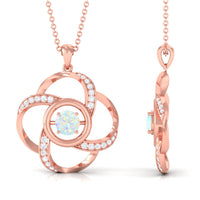 Natural Ethiopian Opal Floral Pendant Necklace with Diamond