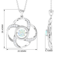 Natural Ethiopian Opal Floral Pendant Necklace with Diamond