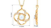 Modern Flower Pendant with Round Moonstone and Diamond