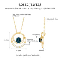 Real London Blue Topaz and Diamond Promise Necklace