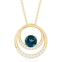 Real London Blue Topaz and Diamond Promise Necklace